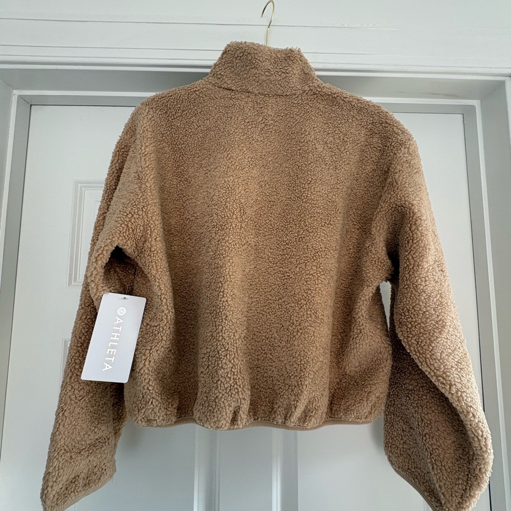 NEW Athleta Teddy Zip-Front Jacket in Camel Brown - Picture 7 of 7